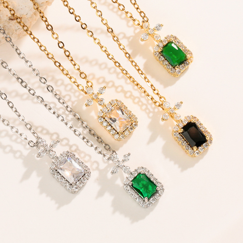 Fashionable Light Luxury Retro Square Diamond Zircon