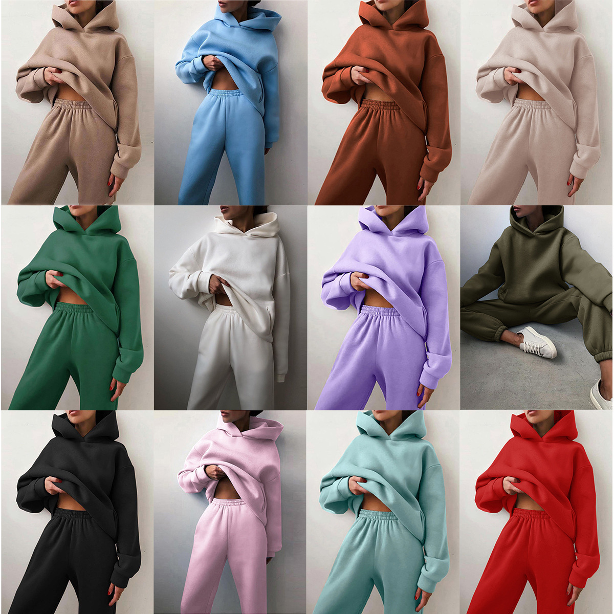 2026 Women's Autumn And Winter New Sales In Europe And America Casual Fashion With Thick Velvet And Warmth, Long Sleeve Hoodie And Pants, Two Piece Set