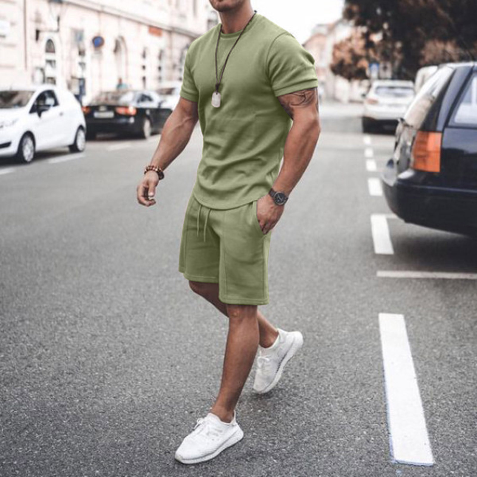 European And American Ebay Men's Summer Short-Sleeved Shorts Suit Sports Casual Men's Fashion Trend