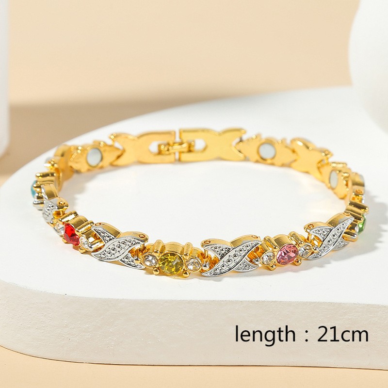 Cross-Border Hot-Selling European And American Fashion Women's Gold-Plated Diamond Bracelet Niche Magnetic Bra