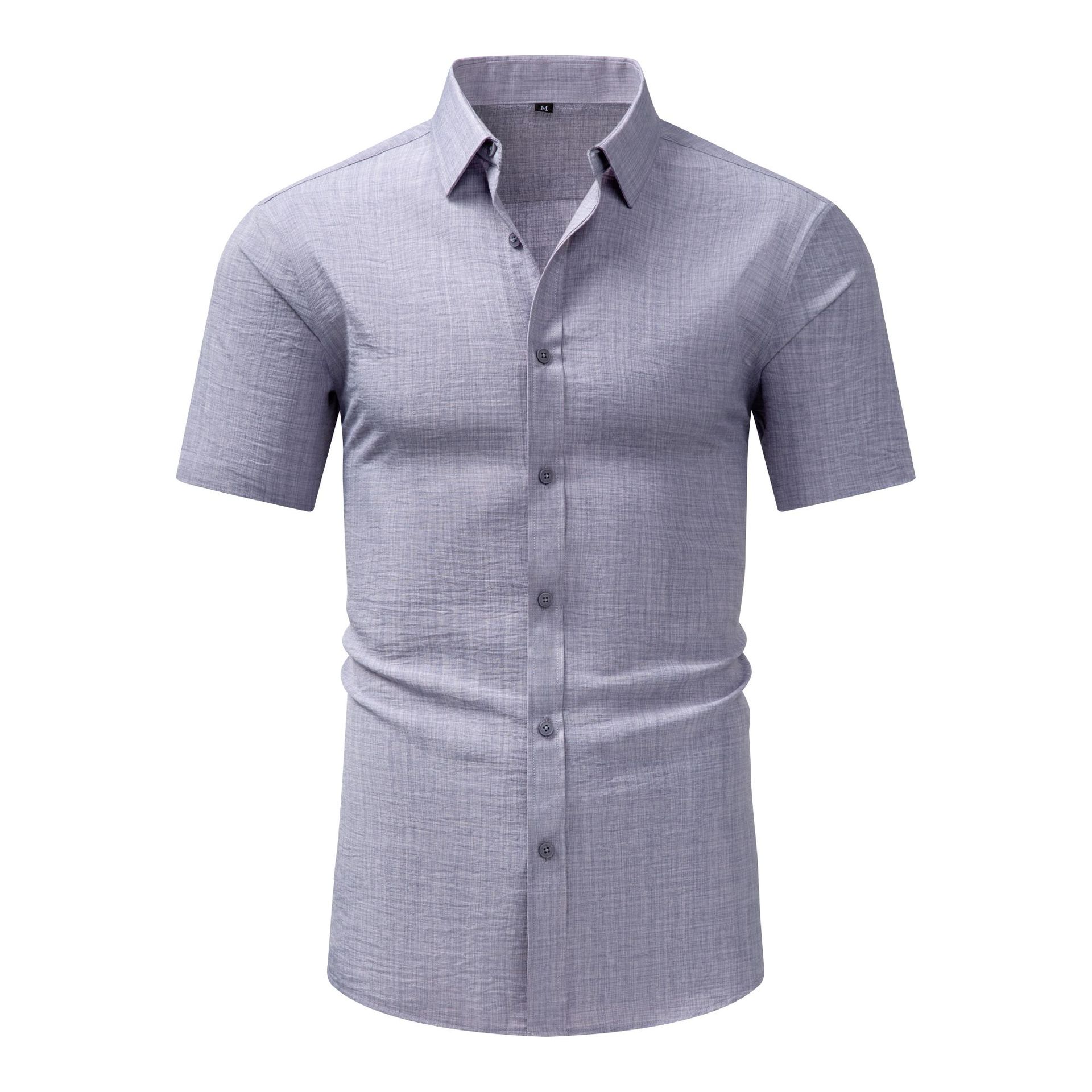 Jiana Cross-Border Specializes In Supplying Imitation Linen Men's Short-Sleeved Shirts With Lapels, Casual Retro Shirts, Fashionable High-End Shirts For Men