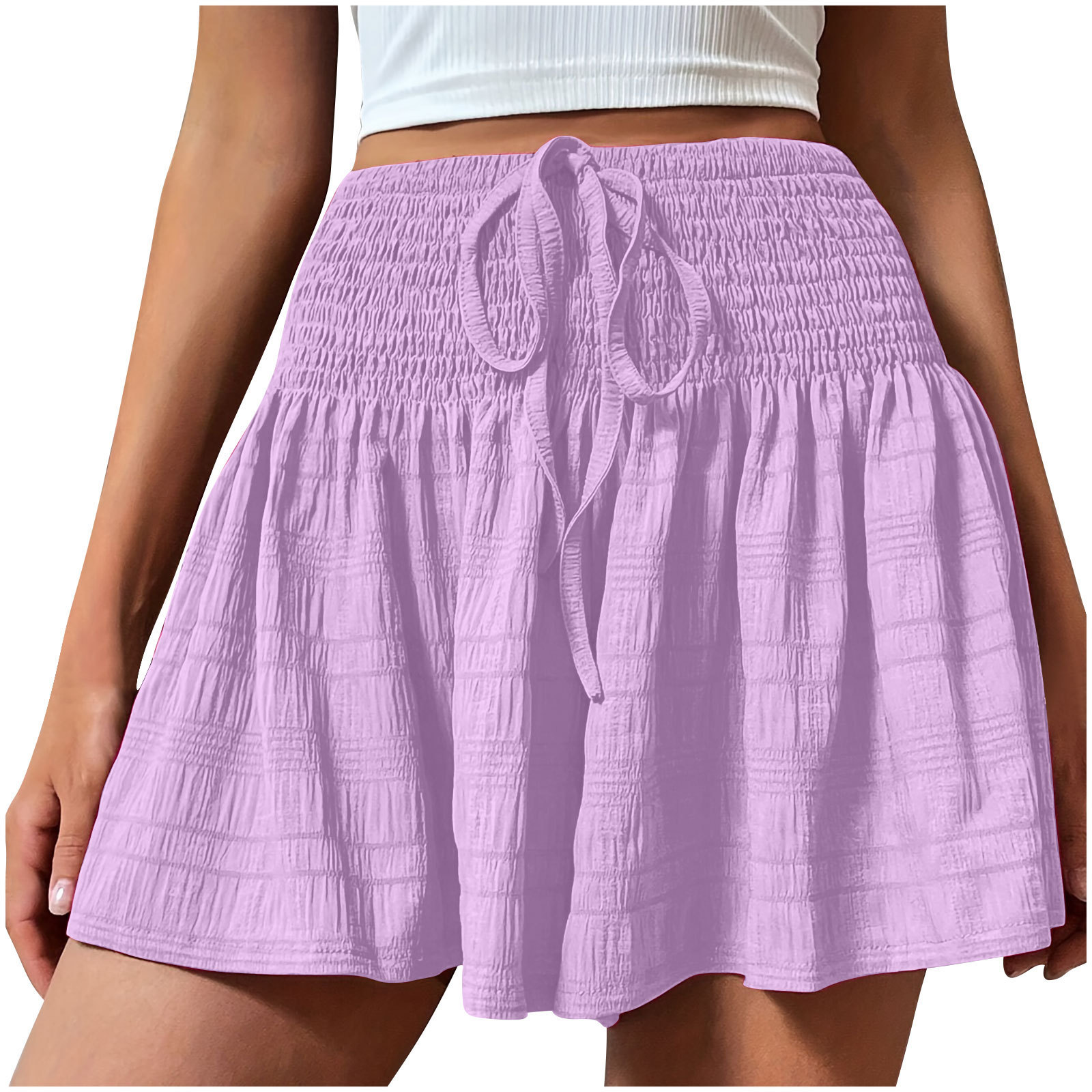 2026 Cross-Border European And American Women's Summer Fashion Solid Color Drawstring Sports Shorts — image 12 of 13