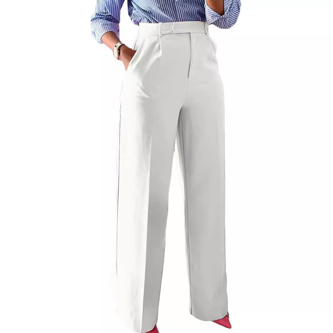 2026 New Commuting High Waisted Straight Pants, Wide Leg Pants, Casual Set, Long Pants, Women's — image 10 of 19