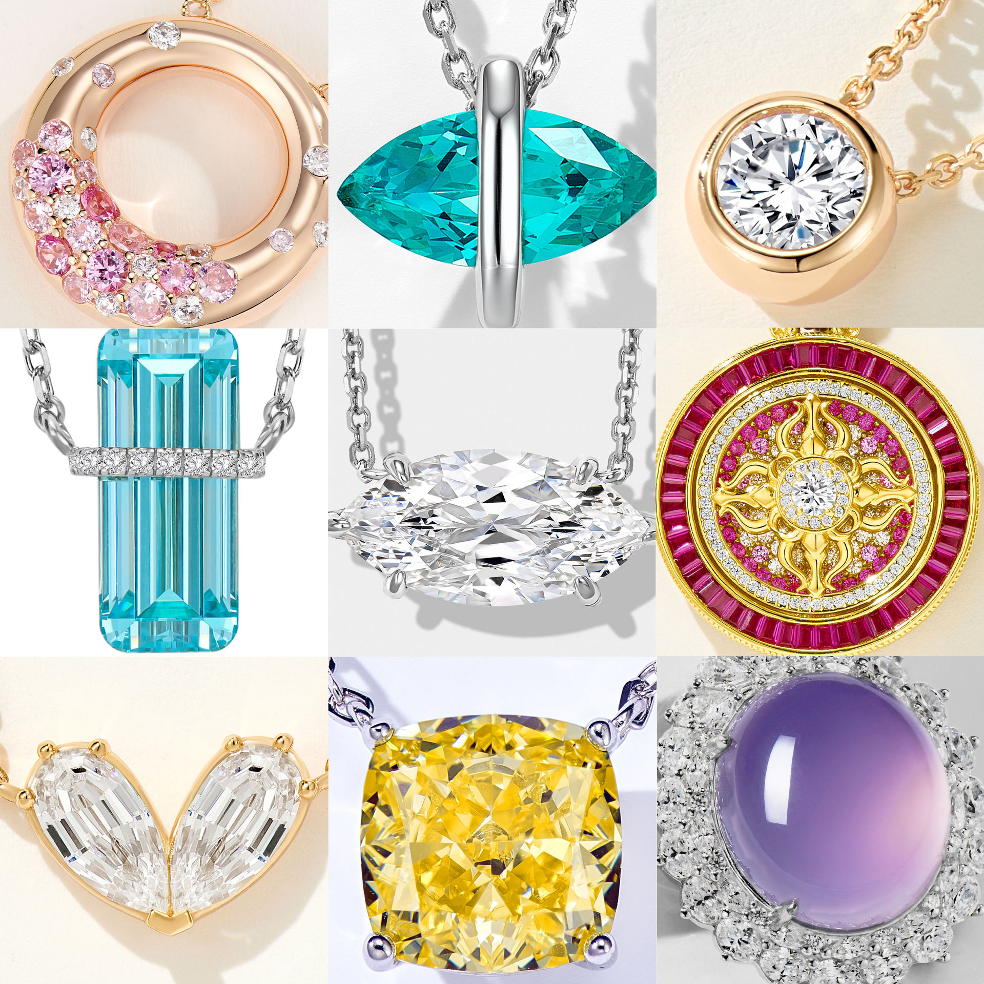Factory Direct Sales Of 925 Silver Colored Diamond Jewelry Paraiba Pendant Light Luxury High-End Jewelry Necklace Wholesale Jewelry product image