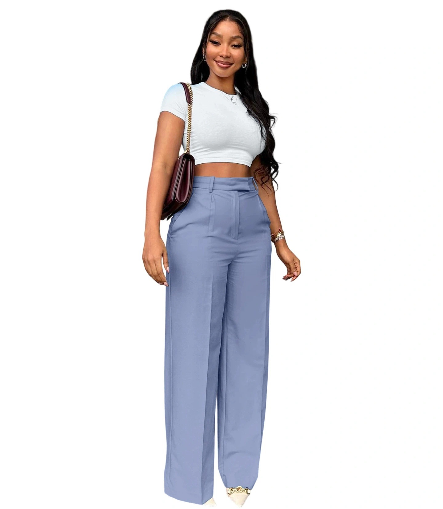 2026 New Commuting High Waisted Straight Pants, Wide Leg Pants, Casual Set, Long Pants, Women's — image 17 of 19