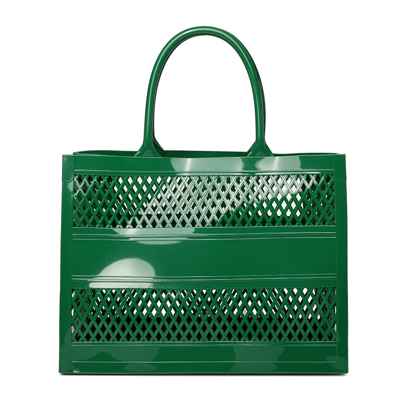 Cross-Border Pvc Jelly Bag, Fashionable And Versatile, Large Capacity, Candy-Colored Hollow-Out Tote Handbag, Vegetable Basket, Beach Bag — view 5