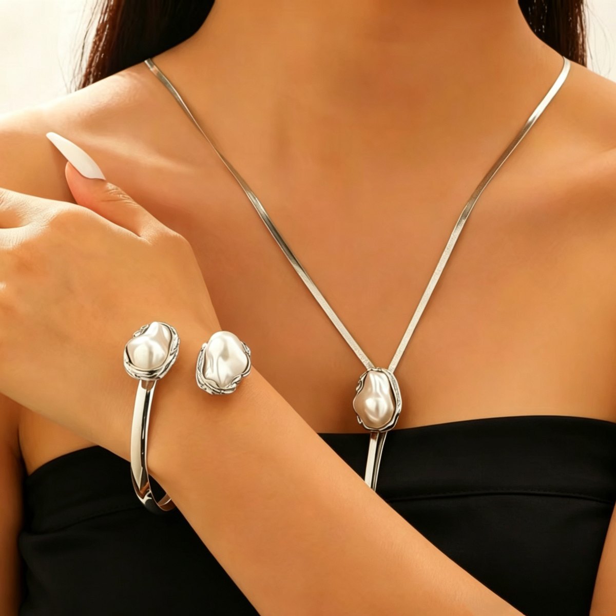 Baroque Pearl Jewelry Set, picture 3 of 4