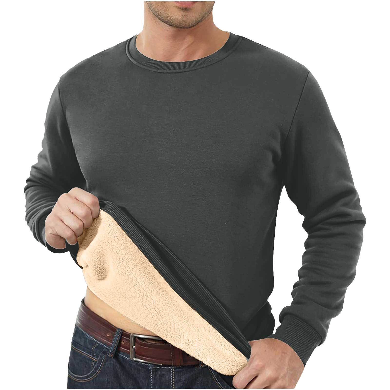 Amazon Cross-Border Dropshipping Autumn And Winter Sweatshirt Men's Velvet Round Neck Solid Color Loose Thermal Underwear Thick Foreign Trade Men's Clothing — image 14 of 15