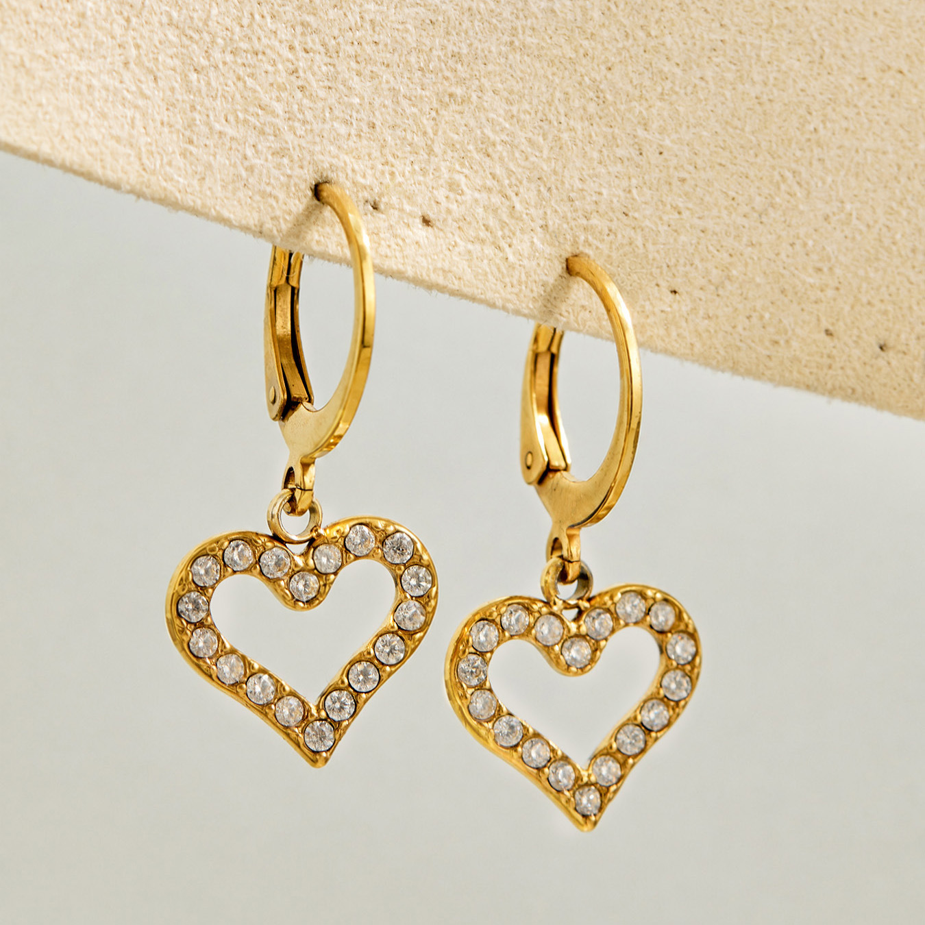Heart Shiny Zircon Stud Drop Earrings Fashion Women Ear Jewelry For Daily Dating Banquet Party Occasions
