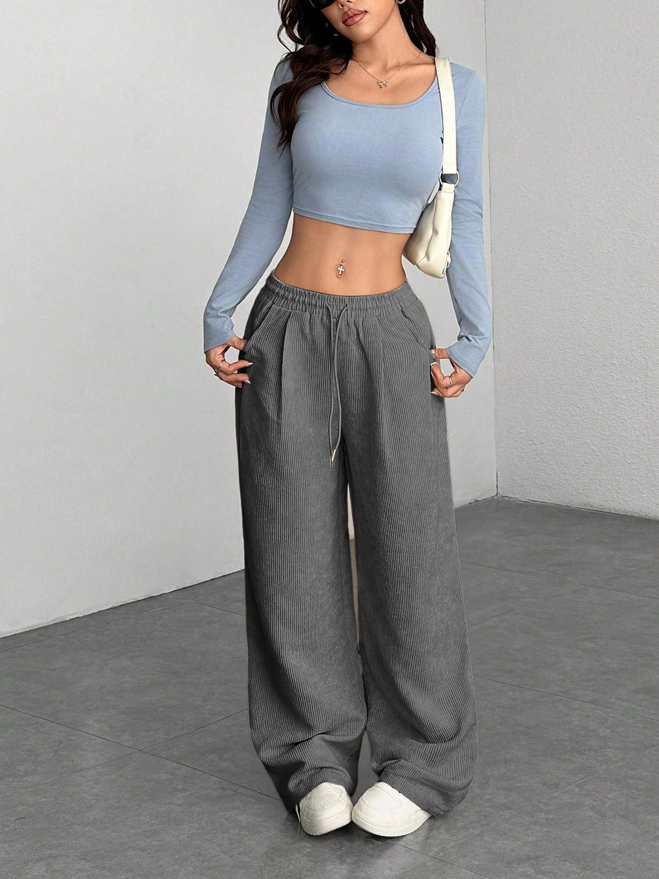 In-stock Amazon Hot-selling 2026 Autumn Winter New Corduroy Wide-leg Pants For Women Loose And Drapey Casual Pants