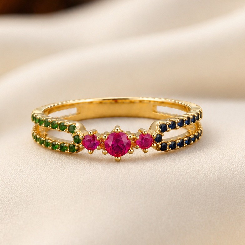 New Gold Plated Inlaid Ruby Ring European
