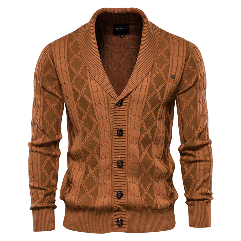 Men's Cardigan V-Neck Long-Sleeve Sweater, Men's Thick Knit Jacket, Casual Versatile Loose Fit Inner Wear