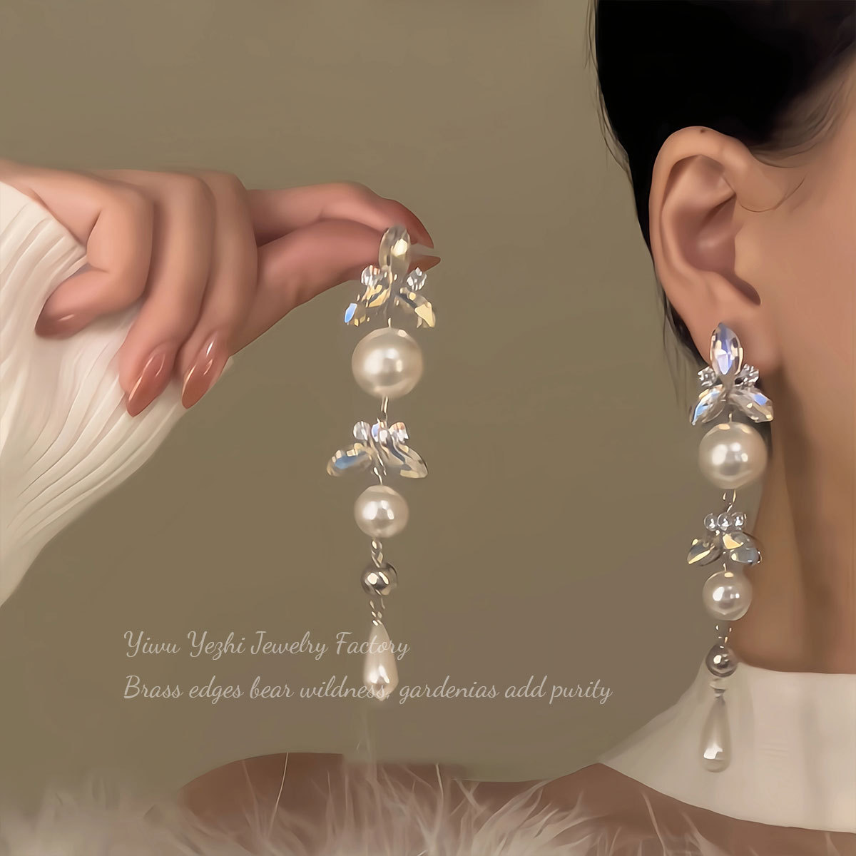 Cercei stil palat rafinat din zirconiu, cercei de lux de nișă, la modă, eleganți și versatili