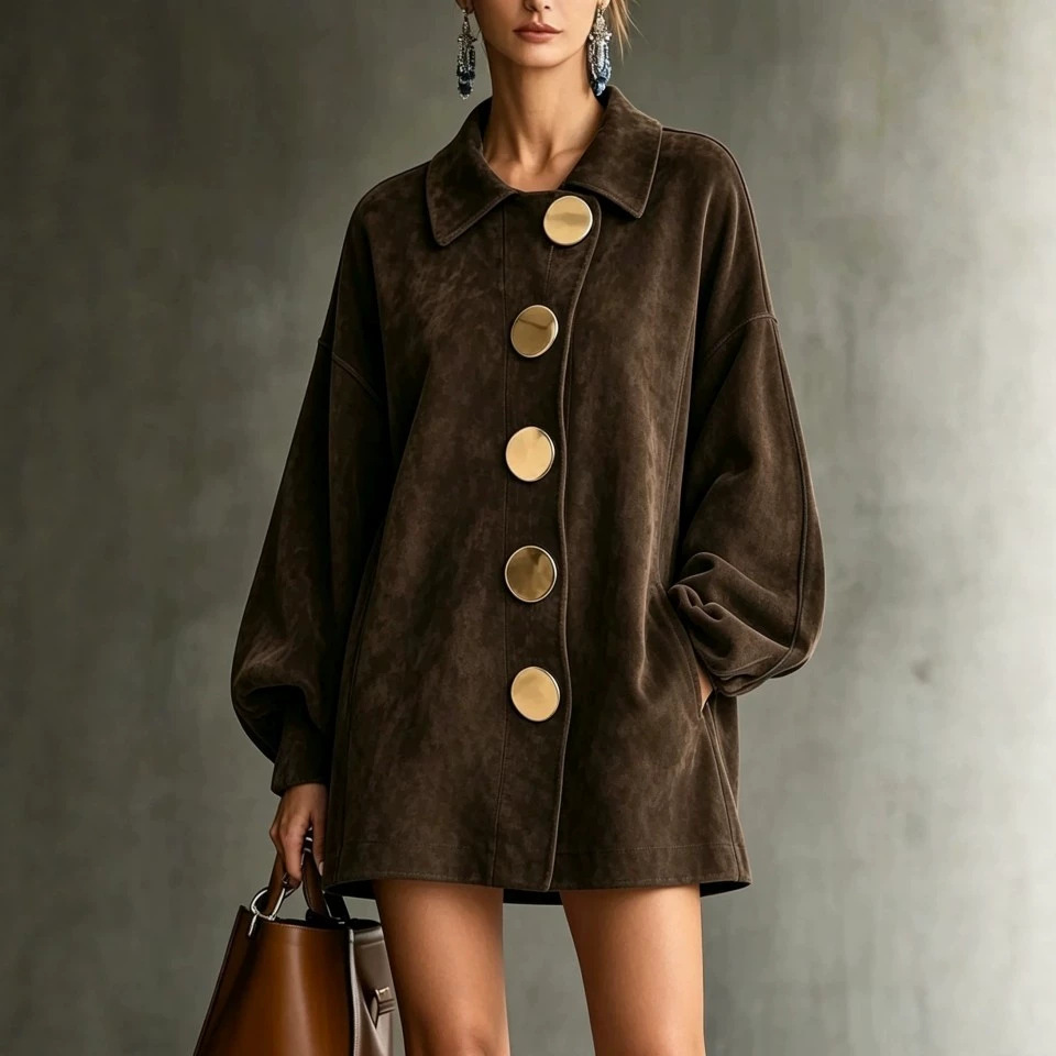 Independent Station Women's Suede Coat with Lapel