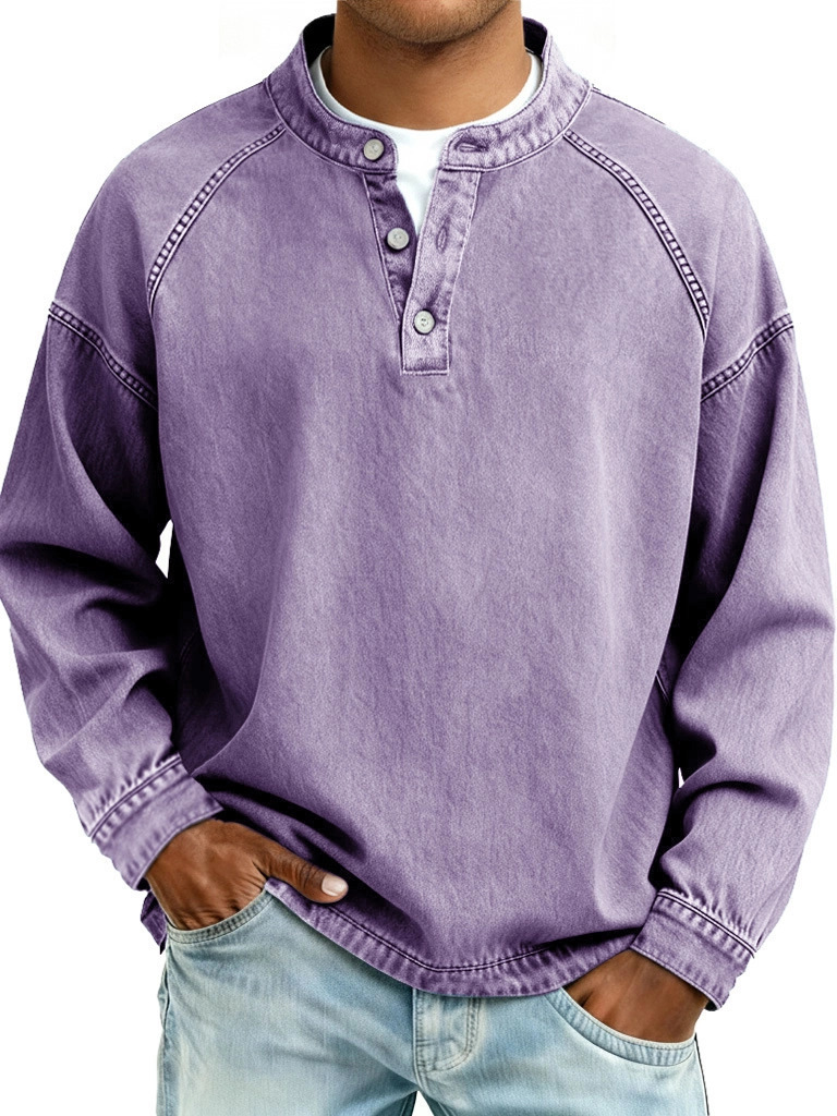 Hot European And American Autumn And Winter Men's Shirts, Plain Casual Tops, Vintage Long-sleeve Shirts
