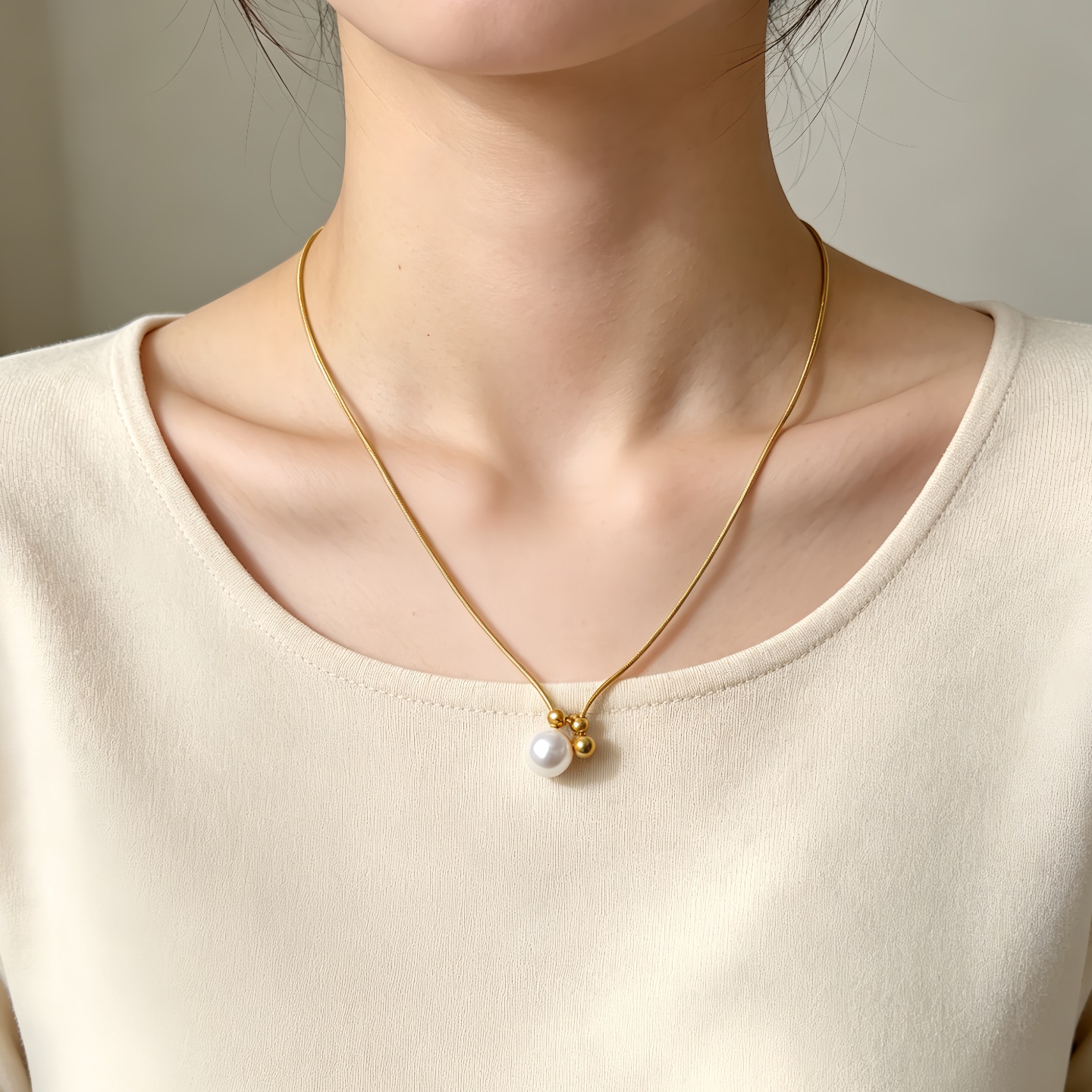 Gold Plated Stainless Steel Pendant Necklace Clavicle Chain Women Neck Jewelry For Daily Dating Office Banquet Party Occasions