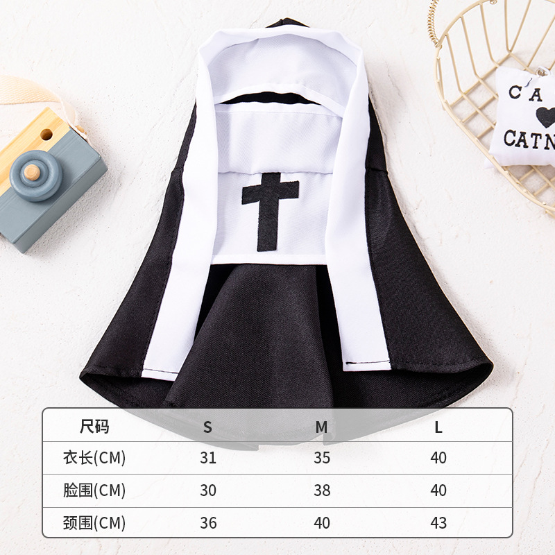 Cat Costumes, Pet Clothes, Dog Costumes, Funny Cosplay Photo Props, Small And Medium-Sized Pet Clothing, Cat Nun Costumes - Default