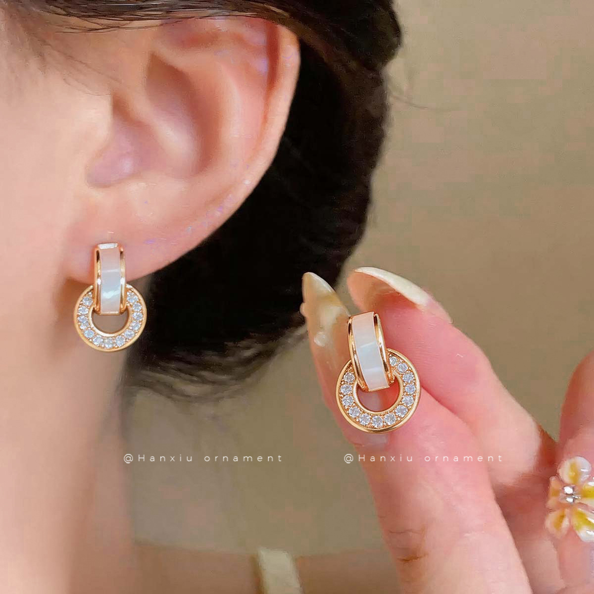 S925 Sterling Silver Pin Stil coreean Geometric Rotund Inlaid Zircon Stud Cercei Pentru Femei, Minimalist Sweet Girls Personality Ear Bijuterii