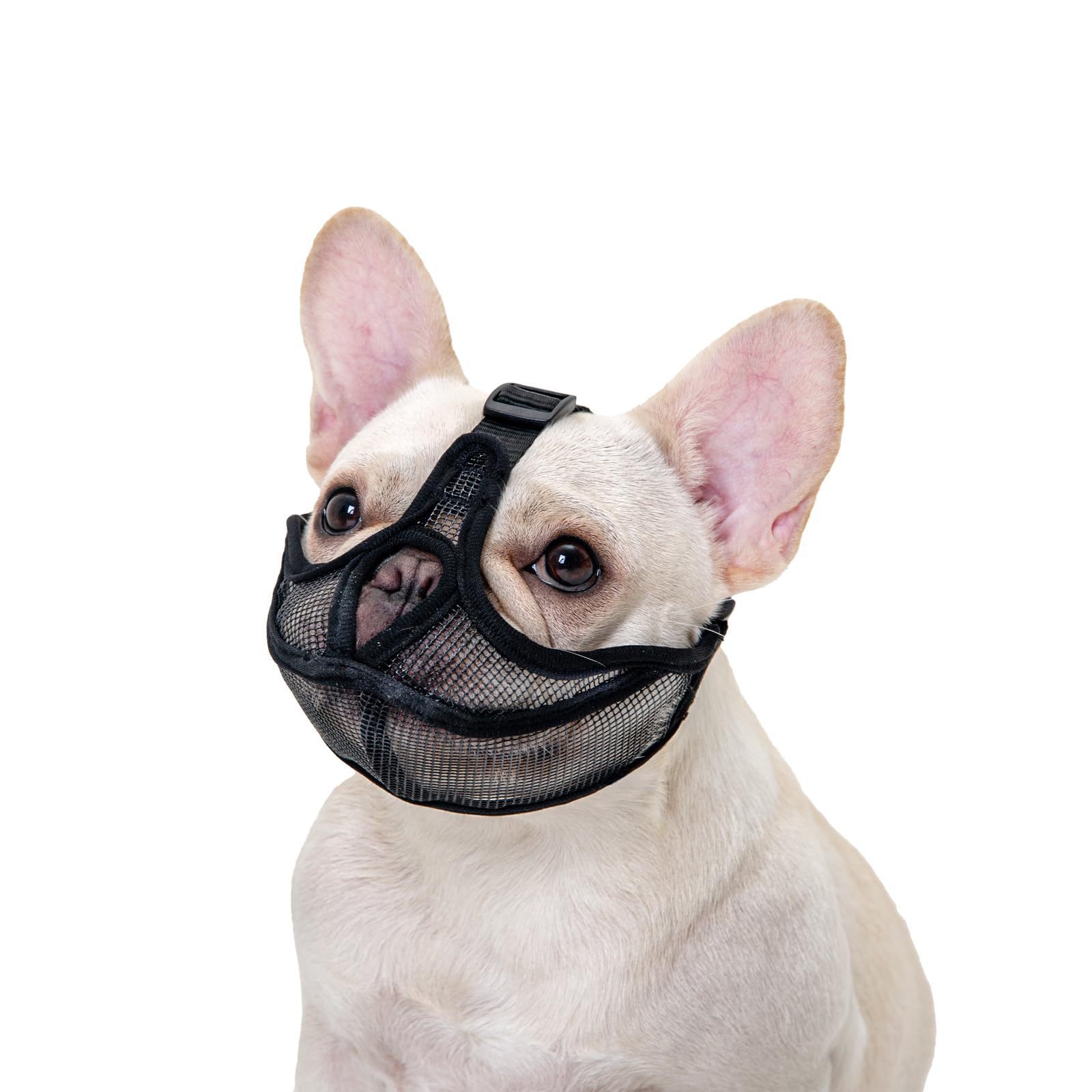 Bozal francés anti-mordeduras, de hocico corto y transpirable, para perros pug, máscara facial para mascotas