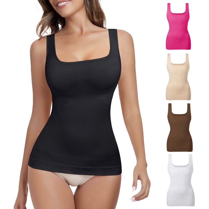 Best Selling Cross Border European And American Women's Tops Tummy Control Shapewear Compression Tank Top, Seamless Square-neck Women's Shapewear Top