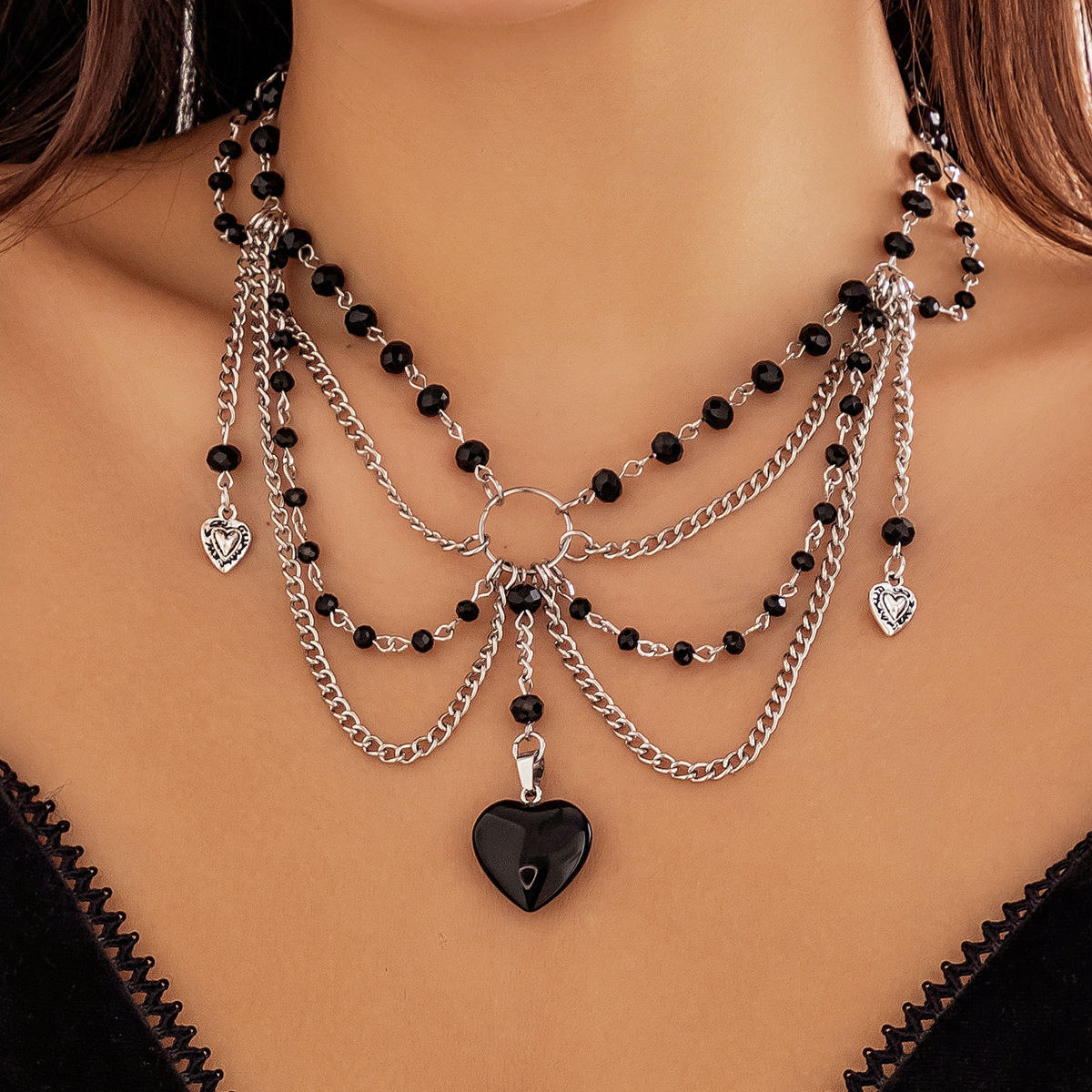 Faux Pearl Heart Necklace, picture 3 of 7