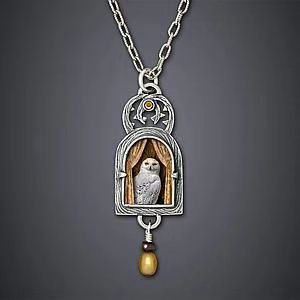 Vintage Owl Cage Pendant Necklace Silver Tone Copper Women Gothic Boho Fashion Jewelry Statement Artistic 4