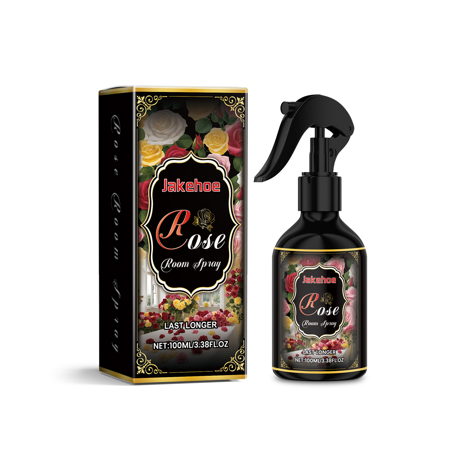 Spray de cameră transfrontalier Jakehoe cu parfum de trandafir, pentru dormitor, cu aromă de lungă durată, spray de cameră dezodorizant și împrospătător de