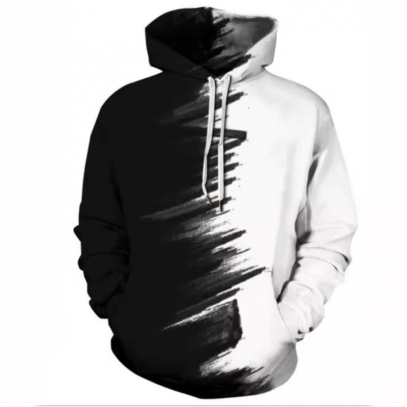 Sweatshirt Product 3D Black and White Color-Blocking Digital Print