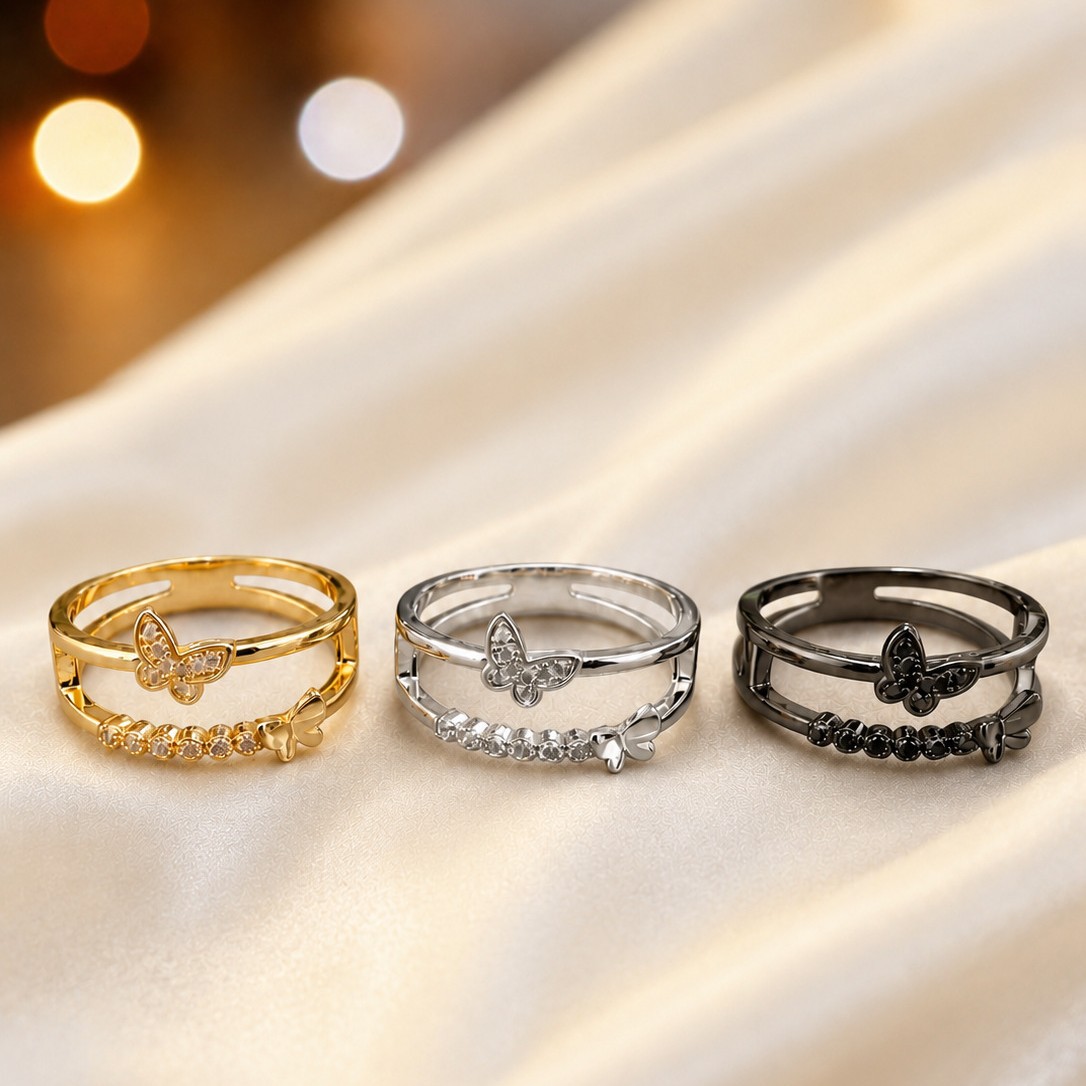 Dainty Sweet Butterfly Cubic Zirconia Ring