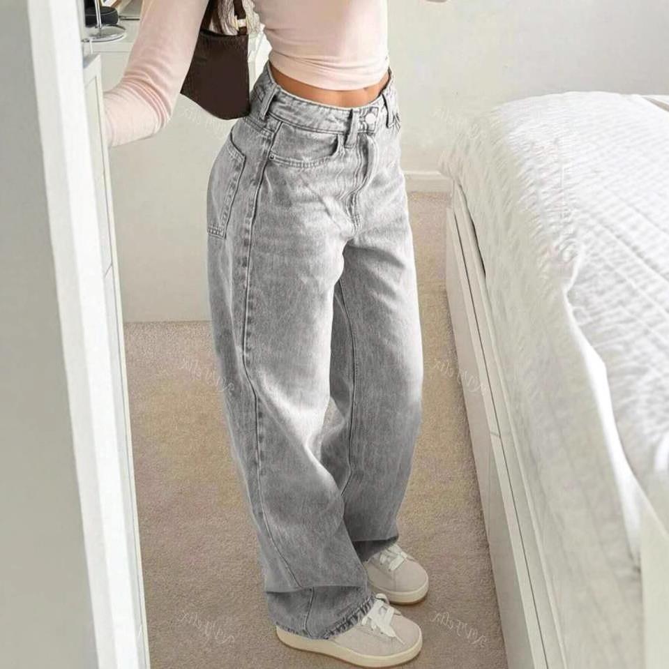 Sc Amazon European And American Style Cross-Border 2025 Spring New Versatile Drapey Lazy Straight Loose High-Waisted Wide-Leg Pants