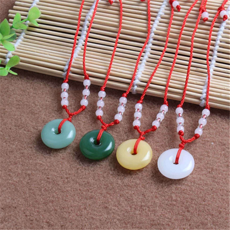 Glass Ping An Kou Pendant - Chinese Style Smooth Safety Buckle Lucky Charm