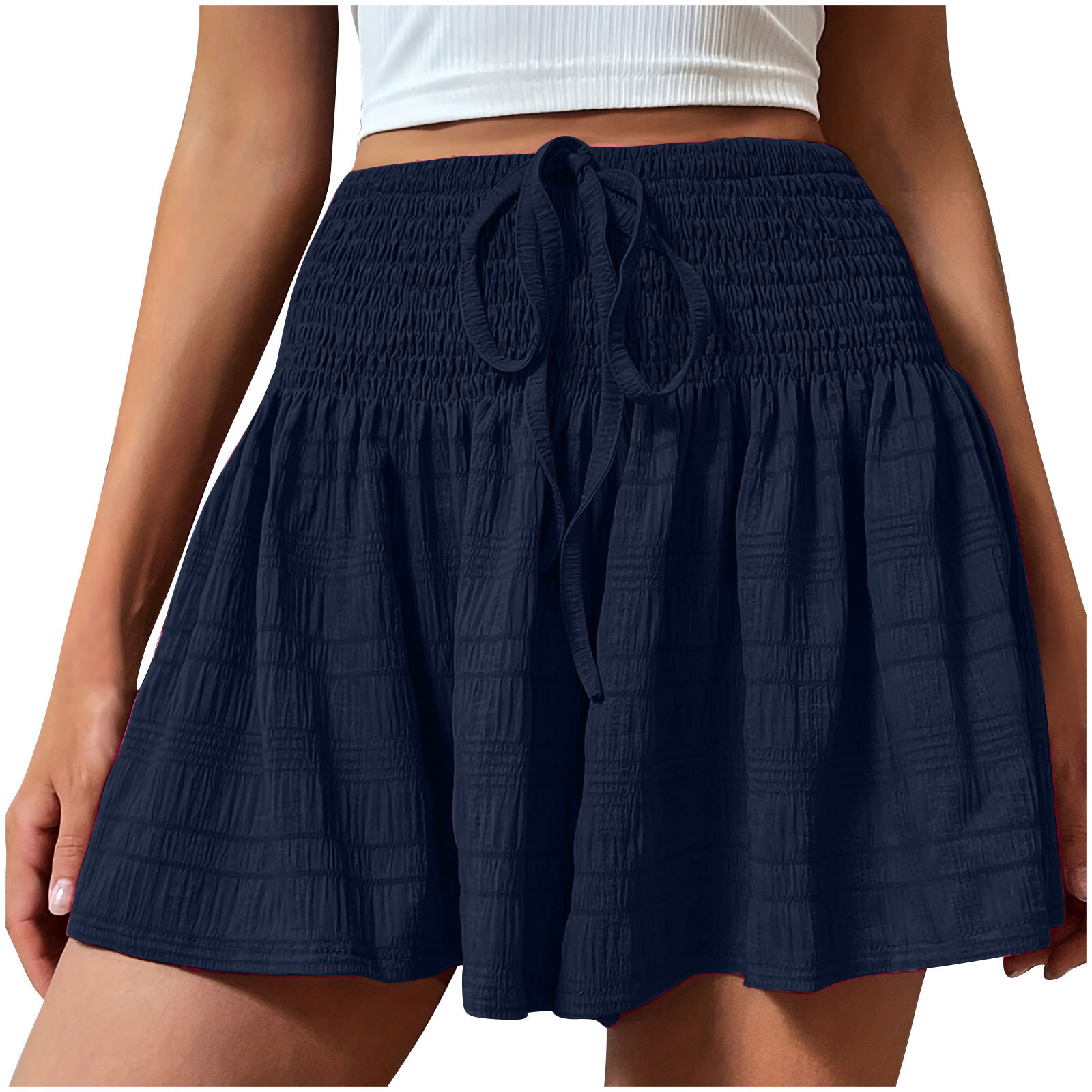 2026 Cross-Border European And American Women's Summer Fashion Solid Color Drawstring Sports Shorts — image 9 of 13
