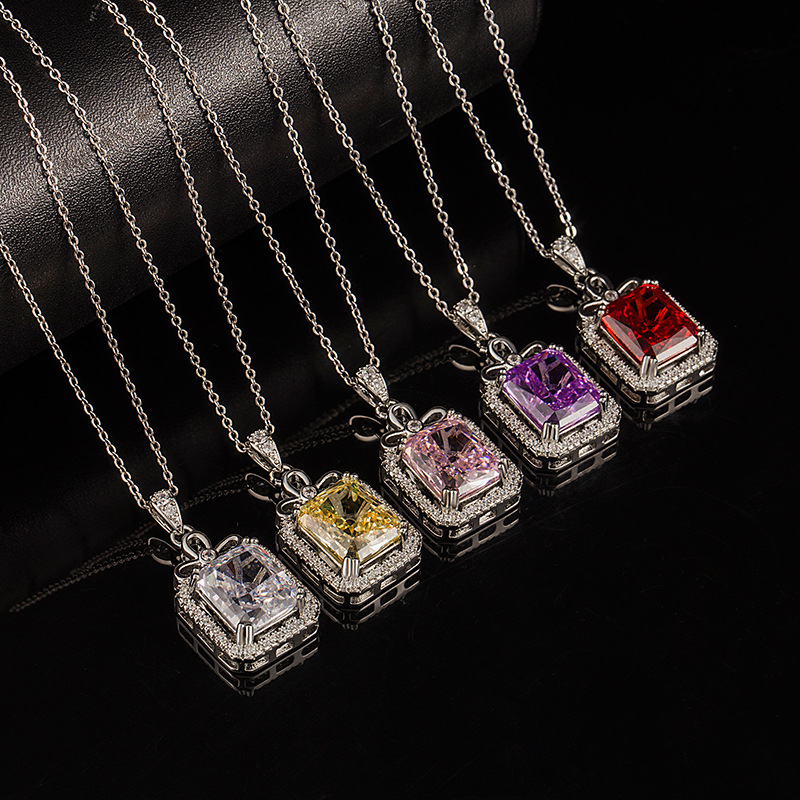 New Pink Diamond Necklace Pendant Women's Full