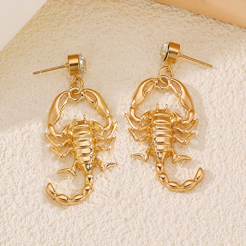 Vintage Unique Scorpion Earrings, Antiqued Scorpion Drop