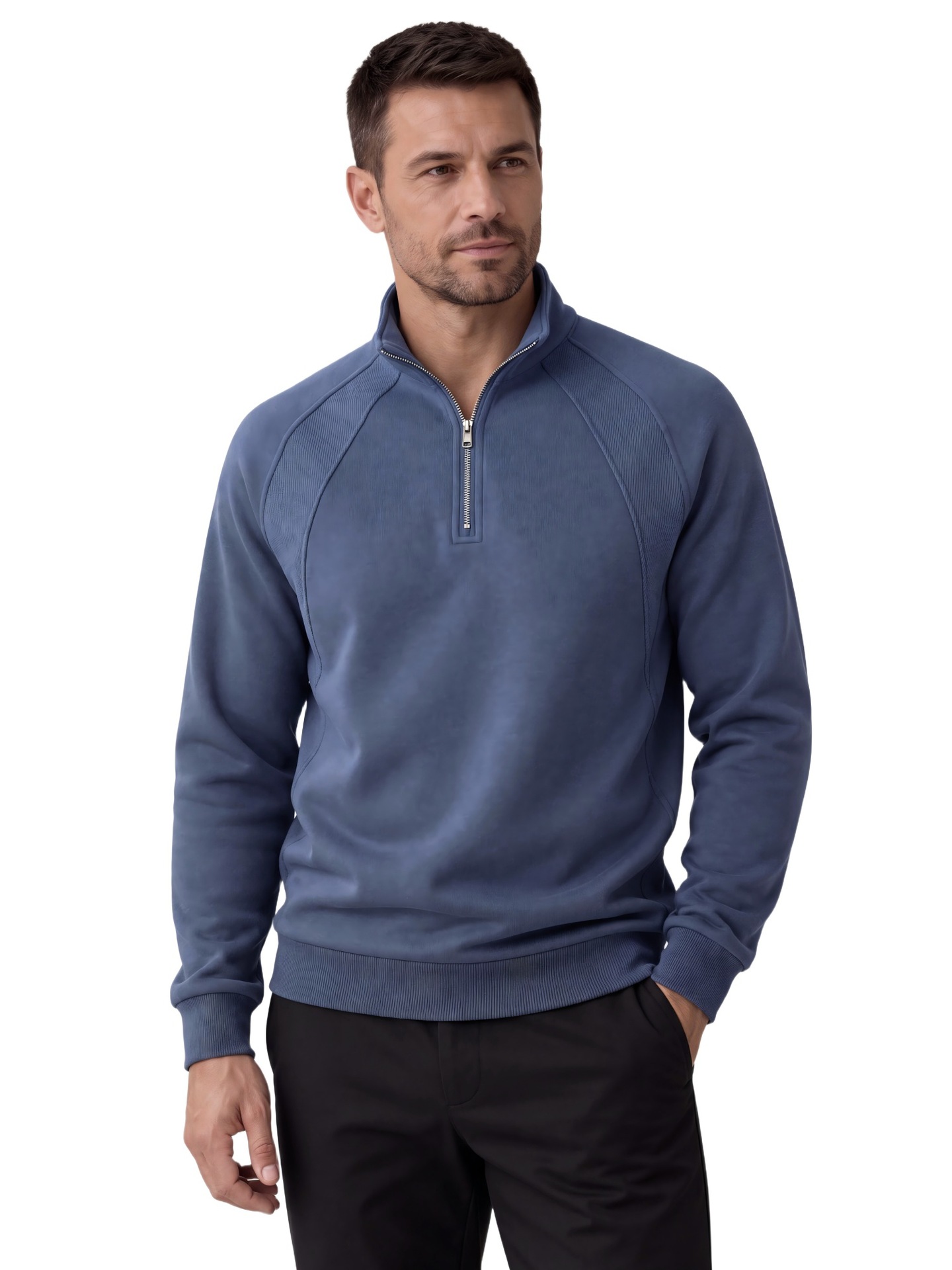 2026 New Foreign Trade Men's Stand Collar Half-Zip Sweatshirt, Men's Casual Autumn Raglan Sleeve Sweatshirt For Cross-Border Sales