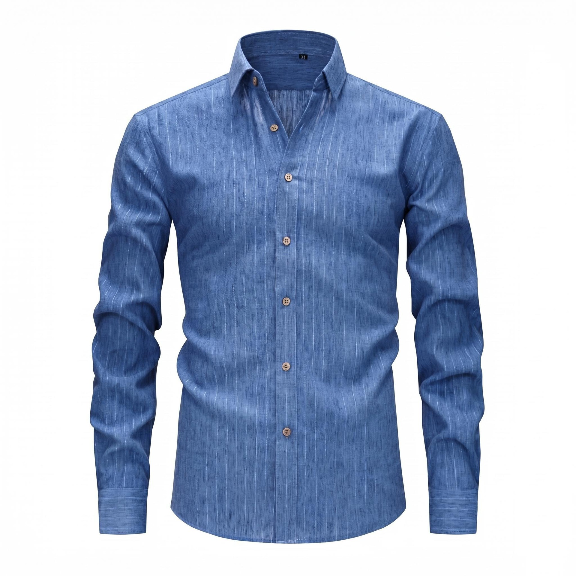 Jiachuan Cross-Border Specializes In Men's Shirts, Imitation Linen Gold-Striped Non-Iron Casual Business Shirts, Men's Long-Sleeve Shirts, Amazon