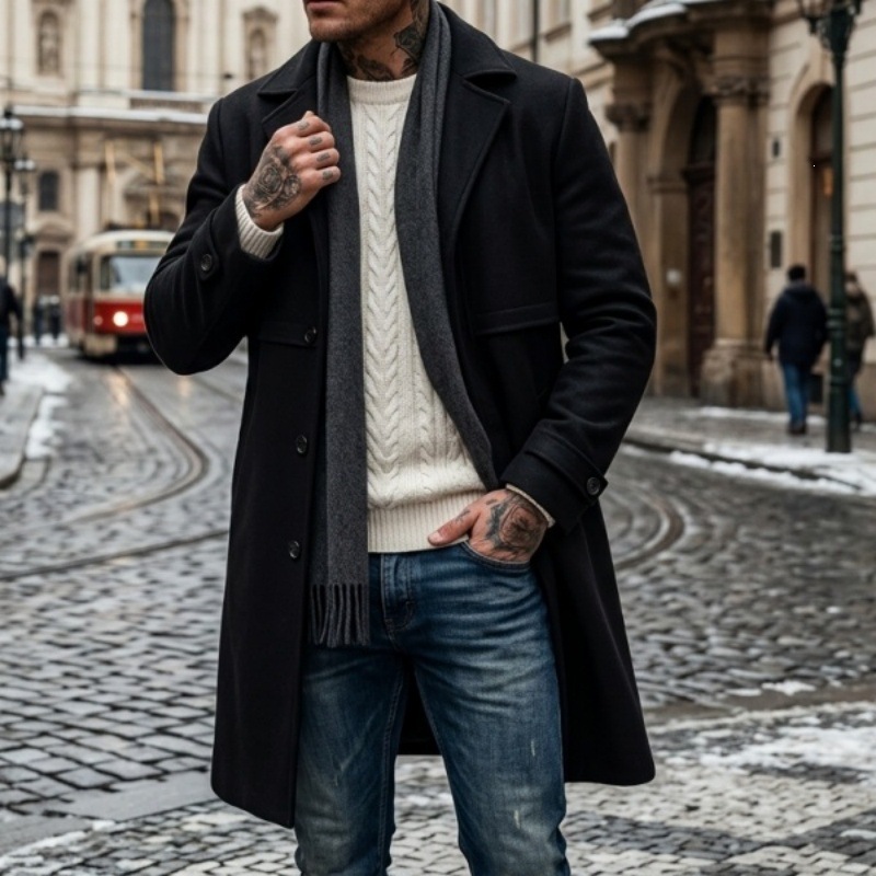 Men's Long Casual Streetwear Coat detail image 9