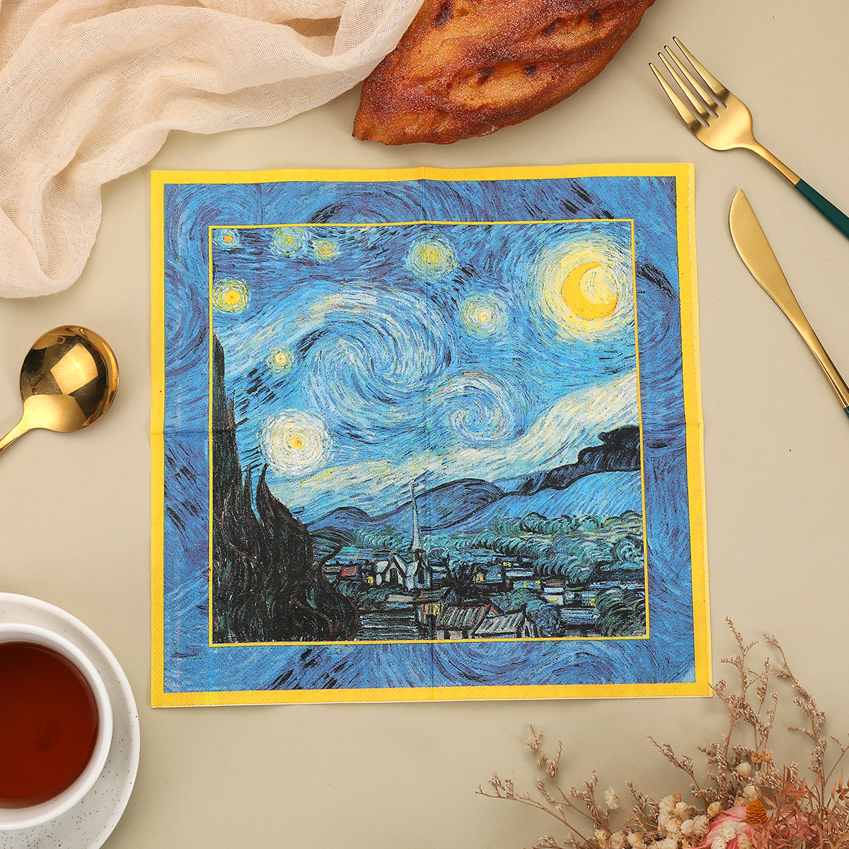 Printed Napkins Van Gogh Star Star Color Square Paper Creative Decoration Cross-border Disposable Tissue Wholesale product image