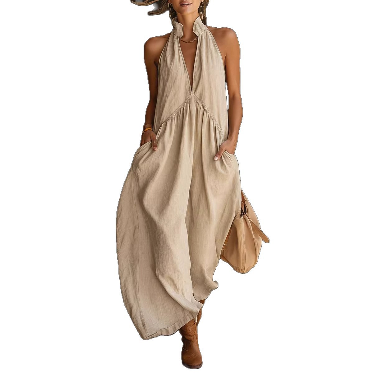 Sleeveless Stand-Collar Dress, picture 7 of 9