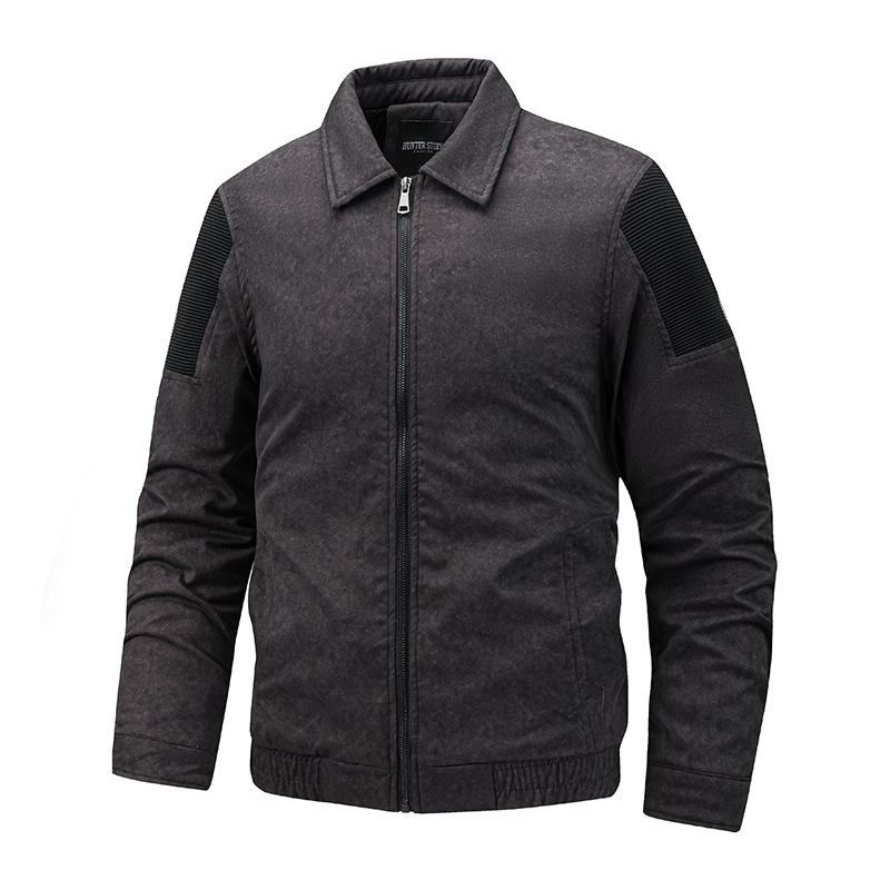 Independent Station Autumn And Winter Washed Old Lapel Motorcycle Jacket Men's American Style Street Retro Stitching Trendy Brand Cross-bord