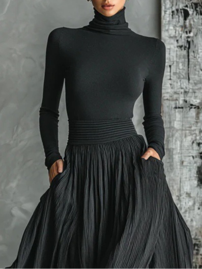 French Vintage Style Women Midi Skirt Elegant