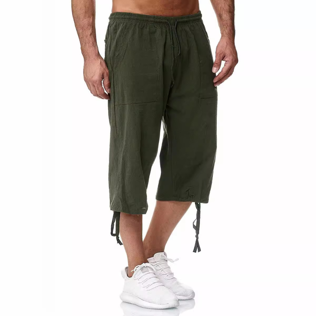 European And American 2026 Cross-Border Men's Casual Cotton-Linen Sports Pants Summer Linen Cropped Casual Pants Cotton-Linen Pants For Men