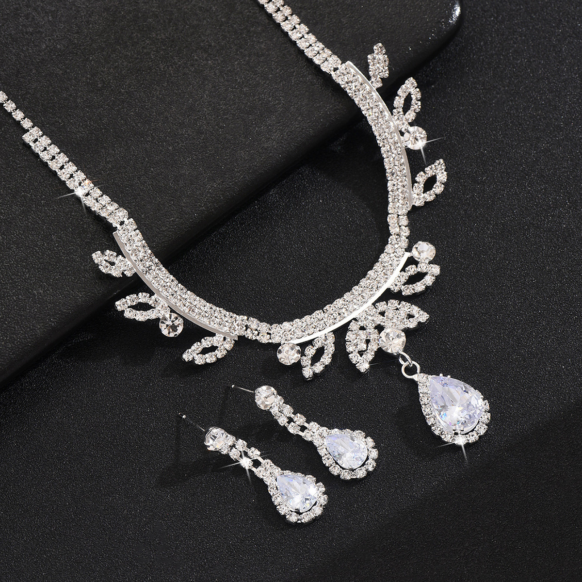 Water Drop Necklace and Earrings Set