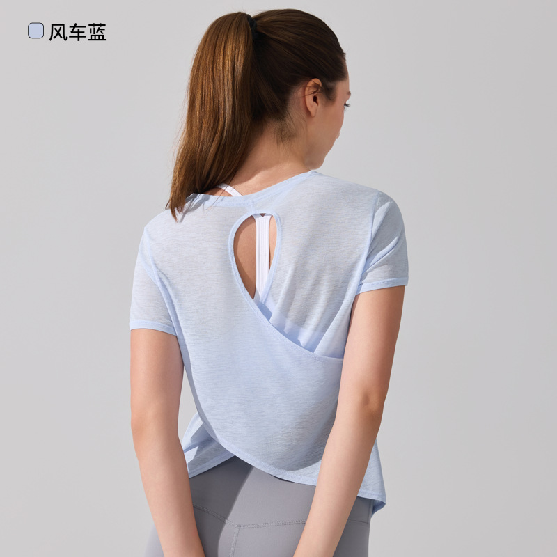Cross-border Beauty Back Sports Short-sleeved Women's Running Training Pilates Quick-drying Breathable Fitness Blouse Top Yoga T-shirt product image