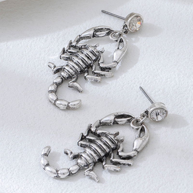 Vintage Unique Scorpion Earrings, Antiqued Scorpion Drop