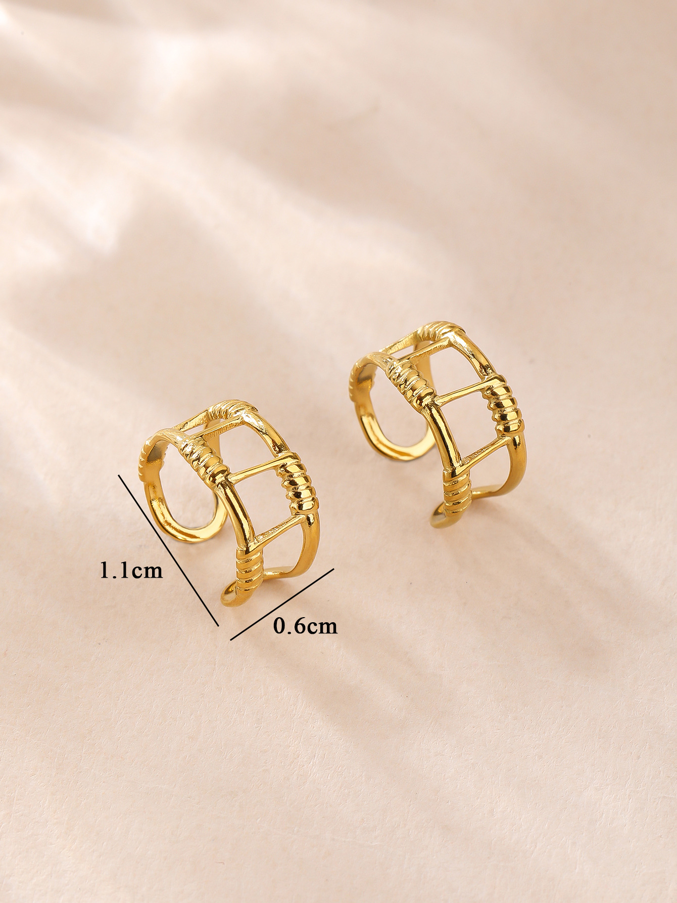 European And American Ins Fashion Design Stainless Steel Ear Clip 18K Gold-Plated Simple Creative Double-Layer Earrings For Women
