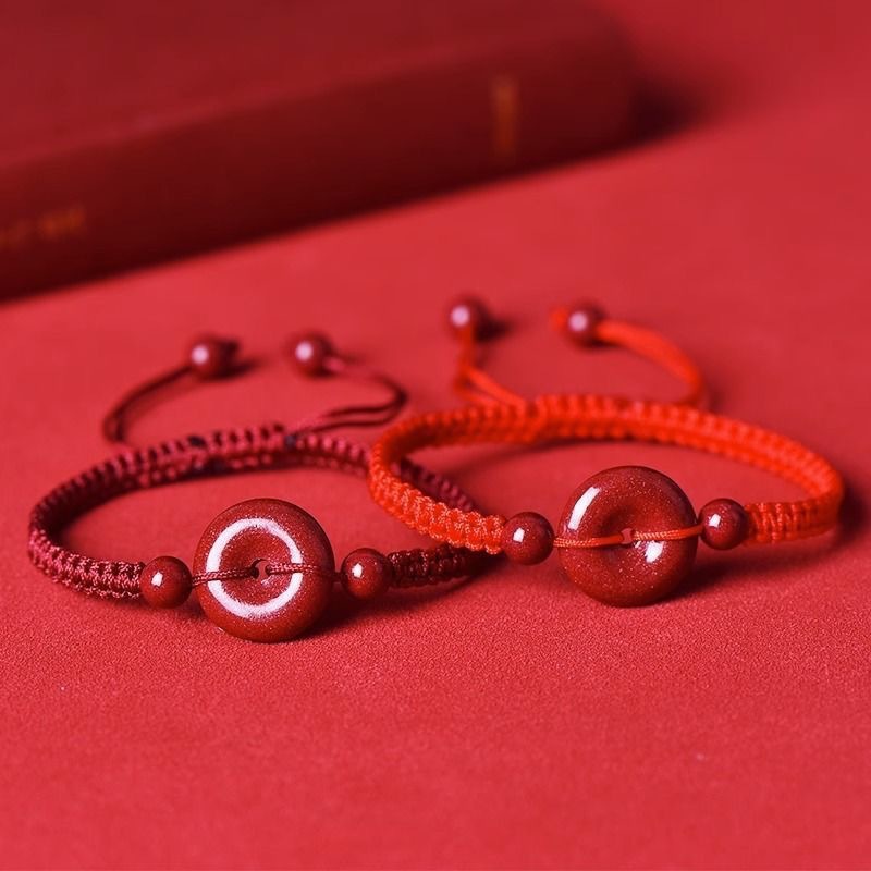 Red String Bracelet With Cinnabar, Purple Gold Sand Safety Buckle Bracelet, Red String Anklet For Women, Braided Hand Rope For Men And Women, Low Content product image