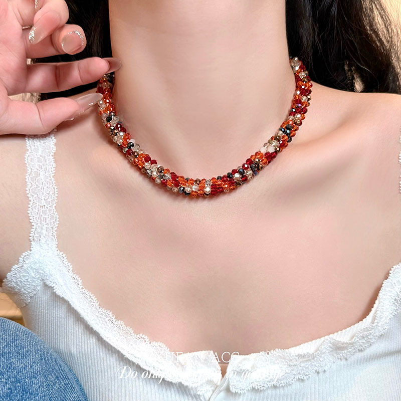 European And American Cross-Border Style Design Colorful Dopamine Heavy-Duty Ring With A Light Luxury And High-End Feel, Versatile High-End Women's Clavicle Chain