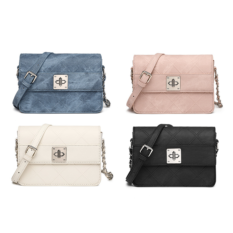 New Style Foreign Trade Crossbody Bag For Women, Versatile Small Square Bag, Retro Denim Quilted Chain Shoulder Tofu Bag