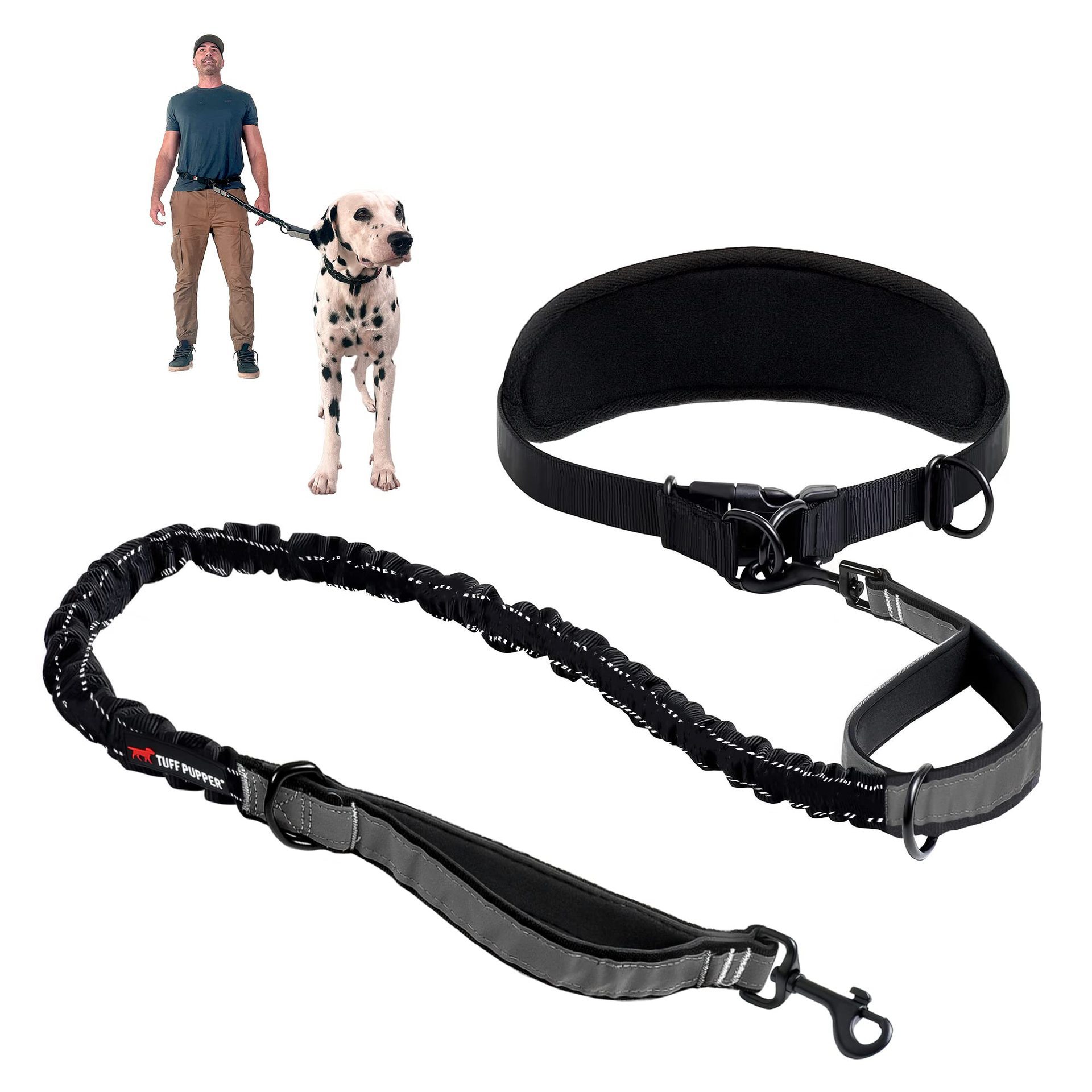 Set transfrontalier din două piese pentru plimbarea animalelor de companie, cu geantă de talie, lesă cu tracțiune, accesorii antișoc pentru plimbarea